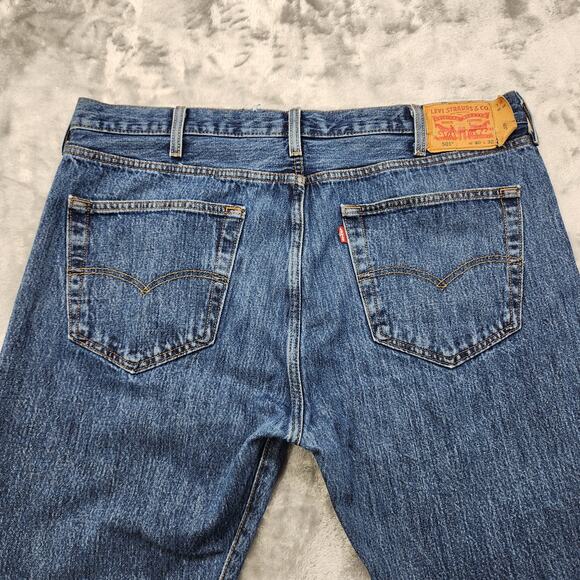 Vintage Levi's 501 Jeans Mens W40 L30.5* Blue Distressed Button Fly Straight Leg - Picture 4 of 14